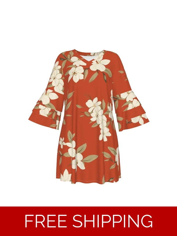 Motiff Stacked Ruffle Sleeve Dress